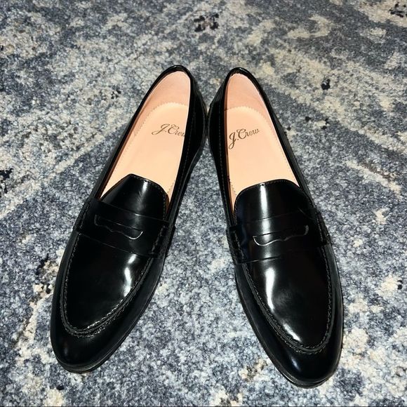 J Crew Black Italian Leather Loafers - Sz 6